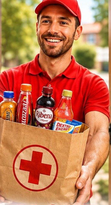 A FordeSafe team member delivering a rescue pack of fast-acting sugar — jelly babies and your favourite pre-planned sweet treats — to the door